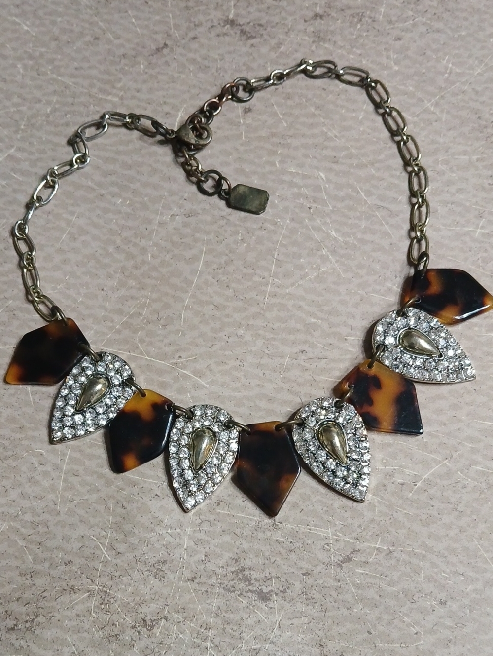 Tortoiseshell Accent Necklace With Crystals